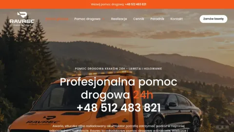 RAVREC Pomoc drogowa Kraków, laweta A4, S7, holowanie